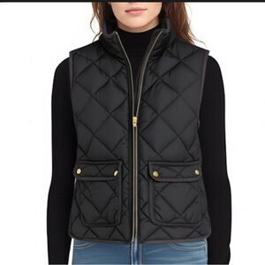 J.Crew Women’s Small Black Quilted Down Puffer Vest Gold-Tone Hardware